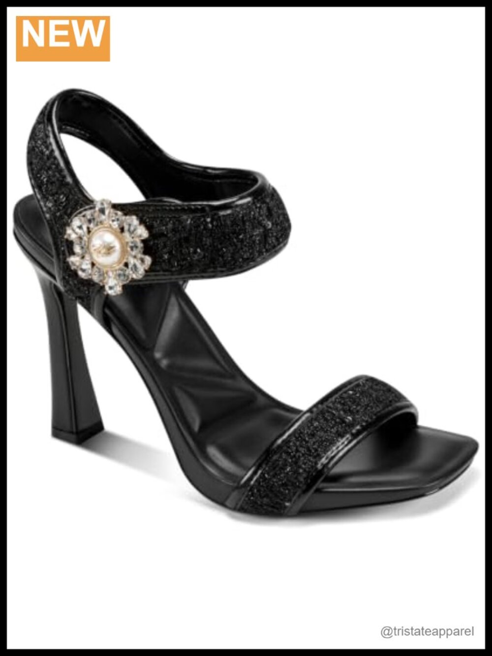 Celida Heeled Sandals Stiletto Ankle Strap Square Toe Slip On